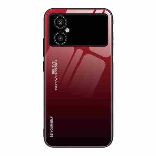 For Xiaomi Poco M4 5G Global Gradient Color Glass Phone Case(Red Black)
