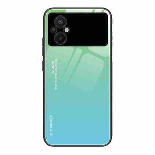 For Xiaomi Poco M5 4G Global Gradient Color Glass Phone Case(Green Cyan)