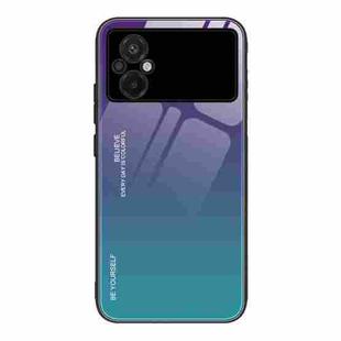 For Xiaomi Poco M5 4G Global Gradient Color Glass Phone Case(Aurora Blue)