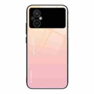 For Xiaomi Poco M5 4G Global Gradient Color Glass Phone Case(Yellow Pink)