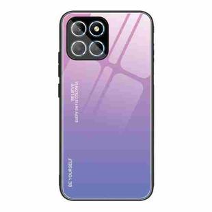 For Honor X8 Gradient Color Glass Phone Case(Pink Purple)