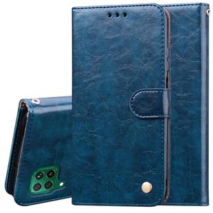 For Huawei P40 Lite Business Style Oil Wax Texture Horizontal Flip Leather Case, with Holder & Card Slots & Wallet(Blue)