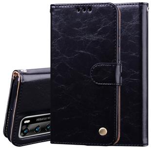 For Huawei P40 Business Style Oil Wax Texture Horizontal Flip Leather Case, with Holder & Card Slots & Wallet(Black)