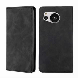 For Sharp Aquos Sense7 Skin Feel Magnetic Leather Phone Case(Black)