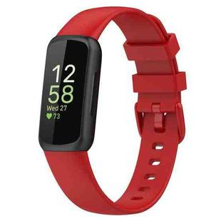 For Fitbit Inspire3 Solid Color Silicone Watch Band, Size:L Size(Red)