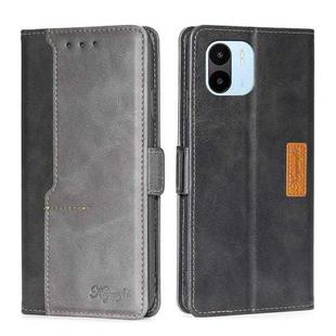 For Xiaomi Redmi A1 Contrast Color Side Buckle Leather Phone Case(Black + Grey)