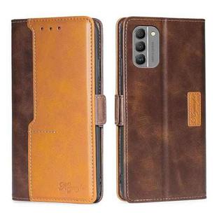 For Nokia G400 Contrast Color Side Buckle Leather Phone Case(Dark Brown + Gold)