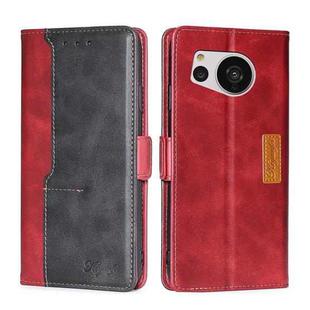 For Sharp Aquos Sense7 Contrast Color Side Buckle Leather Phone Case(Red + Black)