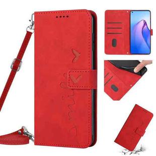 For OPPO Reno8 5G/Reno8 5G Global Skin Feel Heart Pattern Leather Phone Case(Red)