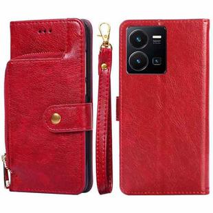 For vivo Y35 4G / Y22 / Y22s Zipper Bag Leather Phone Case(Red)