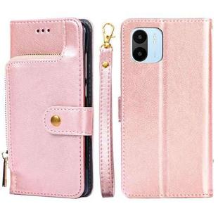 For Xiaomi Redmi A1 Zipper Bag Leather Phone Case(Rose Gold)