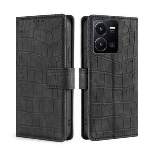 For vivo Y35 4G / Y22 / Y22s Skin Feel Crocodile Magnetic Clasp Leather Phone Case(Black)
