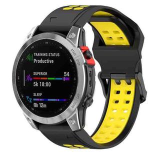 For Garmin Enduro2 / Tactix7 26mm Reverse Buckle Two-color Silicone Watch Band(Black Yellow)