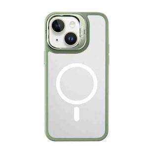 For iPhone 14 Mutural Color Holder Magsafe Phone Case(Green)