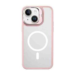 For iPhone 14 Mutural Color Holder Magsafe Phone Case(Pink)