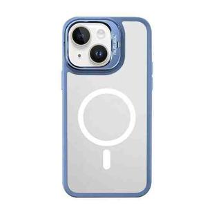 For iPhone 14 Mutural Color Holder Magsafe Phone Case(Sierra Blue)