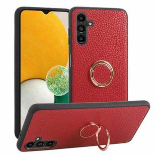 For Samsung Galaxy A13 5G Litchi Texture Magnetic Phone Case with Ring Holder(Red)