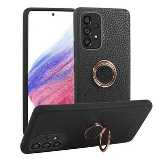 For Samsung Galaxy A53 5G Litchi Texture Magnetic Phone Case with Ring Holder(Black)