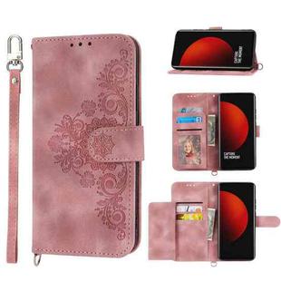 For Xiaomi 12 Ultra Skin-feel Flowers Embossed Wallet Leather Phone Case(Pink)