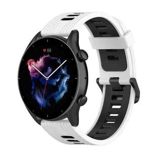 For  Amazfit GTR 4 Stripe Two-color Silicone Watch Band(White Black)