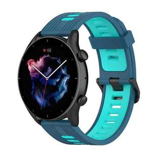 For  Amazfit GTR 4 Stripe Two-color Silicone Watch Band(Blue Teal)