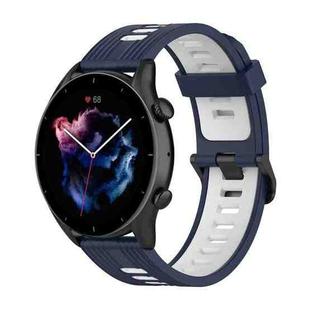 For  Amazfit GTR 4 Stripe Two-color Silicone Watch Band(Midnight Blue White)