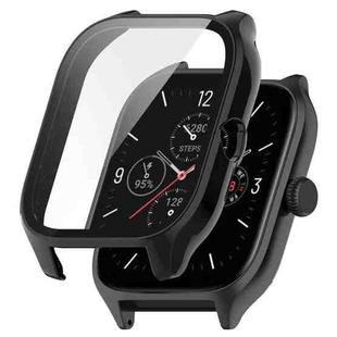 For Amazfit GTS 4 PC + Tempered Glass Integrated Protective Watch Case(Black)