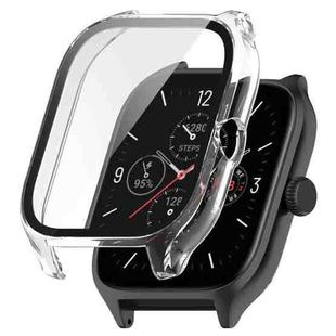 For Amazfit GTS 4 PC + Tempered Glass Integrated Protective Watch Case(Transparent White)