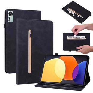 For Xiaomi Pad 5 Pro 12.4 Skin Feel Solid Color Zipper Leather Tablet Case(Black)