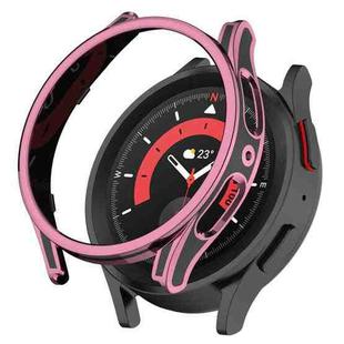 For Samsung Galaxy Watch5 Pro 45mm Hanging Sculpture Two-color Protective Watch Case with Tempered Glass Film(Pink)