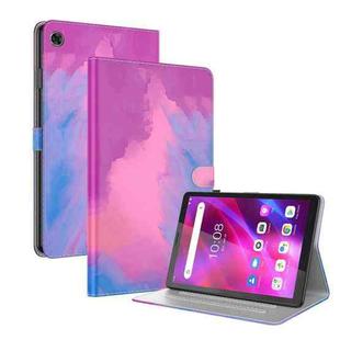 For Lenovo Tab M7 3rd Gen Watercolor Pattern Flip Leather Tablet Case(Purple Red)