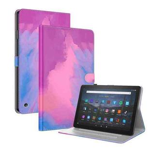 For Amazon Kindle Fire 7 2022 Watercolor Pattern Flip Leather Tablet Case(Purple Red)