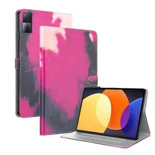 For Xiaomi Redmi Pad 5G Watercolor Pattern Flip Leather Tablet Case(Berry Color)