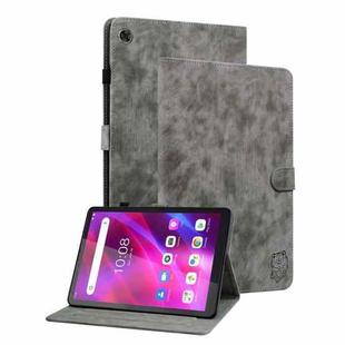 For Lenovo Tab M7 3rd Gen Tiger Pattern Flip Leather Tablet Case(Grey)