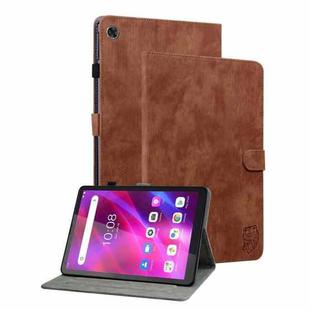 For Lenovo Tab M7 3rd Gen Tiger Pattern Flip Leather Tablet Case(Brown)