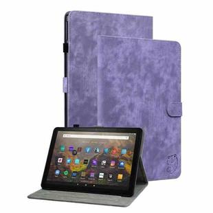 For Amazon Kindle Fire 7 2022 Tiger Pattern Flip Leather Tablet Case(Purple)