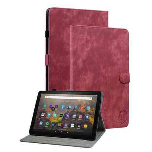 For Amazon Kindle Fire 7 2022 Tiger Pattern Flip Leather Tablet Case(Red)