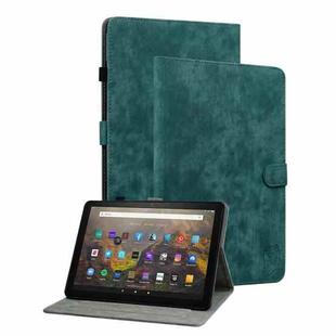 For Amazon Kindle Fire 7 2022 Tiger Pattern Flip Leather Tablet Case(Dark Green)