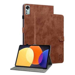 For Xiaomi Pad 5 Pro 12.4 Tiger Pattern Flip Leather Tablet Case(Brown)