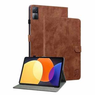 For Xiaomi Redmi Pad 5G Tiger Pattern Flip Leather Tablet Case(Brown)