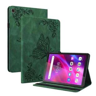 For Lenovo Tab M7 3rd Gen Butterfly Flower Embossed Leather Tablet Case(Green)