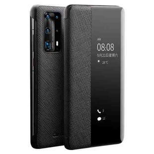 For Huawei P40 Pro QIALINO Puda Texture Side Window View Leather Phone Case(Black)