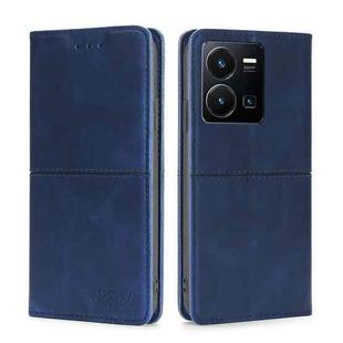 For vivo Y35 4G / Y22 / Y22s Cow Texture Magnetic Leather Phone Case(Blue)