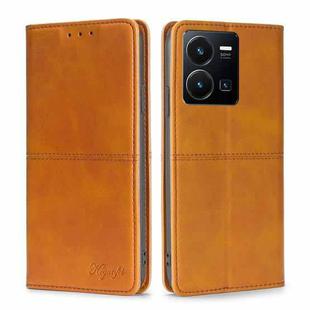 For vivo Y35 4G / Y22 / Y22s Cow Texture Magnetic Leather Phone Case(Light Brown)