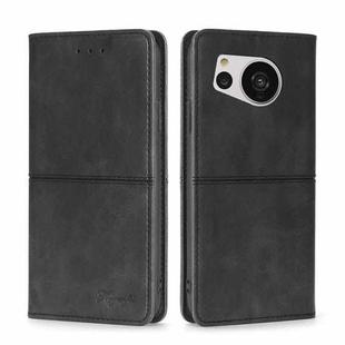 For Sharp Aquos Sense7 Cow Texture Magnetic Leather Phone Case(Black)