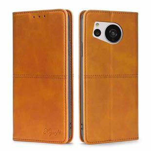 For Sharp Aquos Sense7 Cow Texture Magnetic Leather Phone Case(Light Brown)