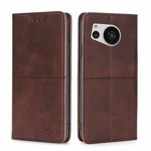 For Sharp Aquos Sense7 Cow Texture Magnetic Leather Phone Case(Dark Brown)