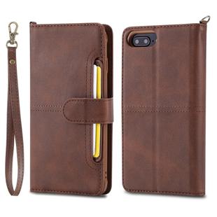 For iPhone 6 Plus / 7 Plus / 8 Plus Multifunctional Detachable Magnetic Horizontal Flip Leather Case with Card Slots & Holder & Wallet & Photo Frame(Coffee)
