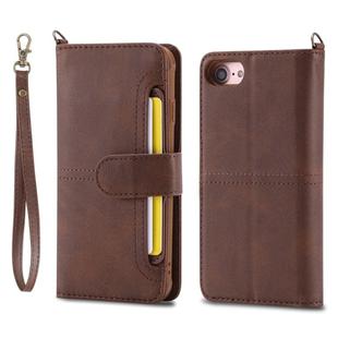 For iPhone 6 / 7 / 8 Multifunctional Detachable Magnetic Horizontal Flip Leather Case with Card Slots & Holder & Wallet & Photo Frame(Coffee)