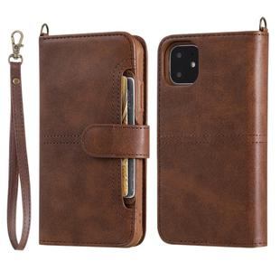 For iPhone 11 Multifunctional Detachable Magnetic Horizontal Flip Leather Case with Card Slots & Holder & Wallet & Photo Frame(Coffee)